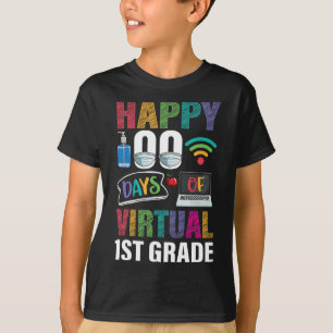 100 Days Of Virtual 1st Grade Kids Teacher Student T-Shirt