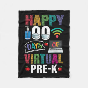 100 Days Of Virtual Pre-k Kids Teacher Student Fleece Blanket