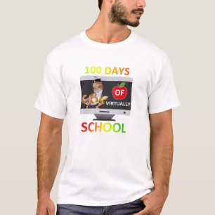 100 Days Of Virtual school 1st Grade Student Quara T-Shirt