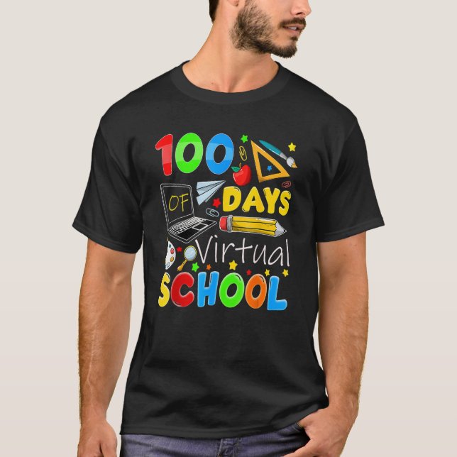 100 Days Of Virtual School Teacher 100th Day Of Sc T-Shirt (Front)