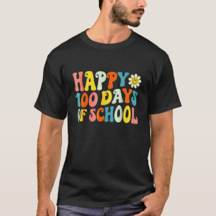 100 Days Retro Groovy Happy 100th Day Of School Te T-Shirt