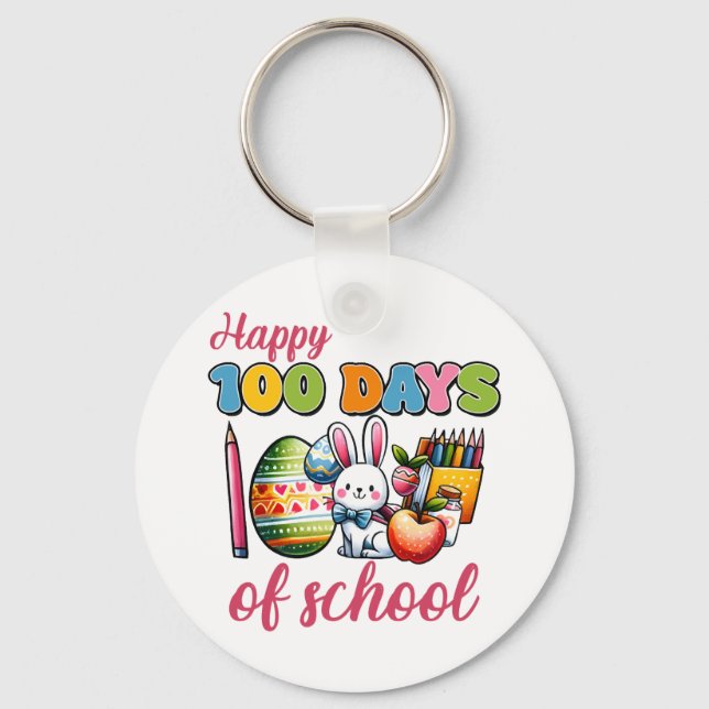 100 Days School Boy Girl Easter 100 Day of School Key Ring (Front)