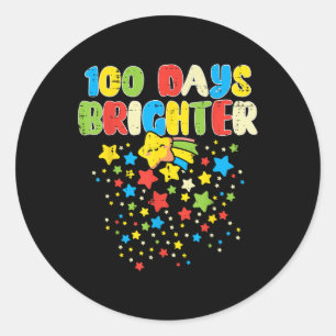 100 Days School Brighter Stars Cute 100th Day Classic Round Sticker