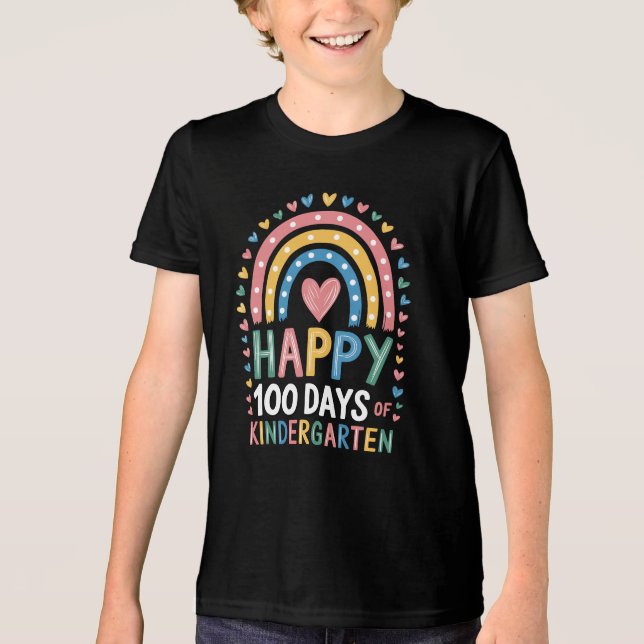 100 days school kindergarten t-shirt Tri-Blend shirt (Front)