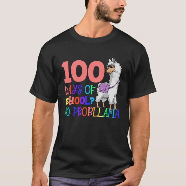 100 Days School No Sample Llama Teacher Or Student T-Shirt (Front)