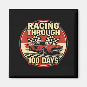 100 Days School Race Car Graphic Art Magnet