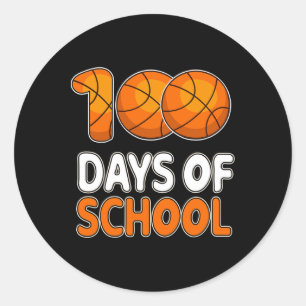 100 Days School Sketll Shirt For Kids Student 100t Classic Round Sticker