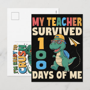 100 Days School Tshirt Design Fun Kids Teachers Holiday Postcard