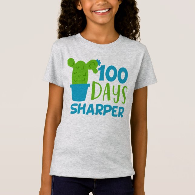 100 Days Sharper Cactus, 100 Days of School Shirt  (Front)