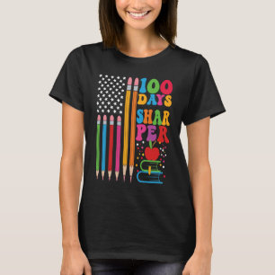 100 Days Sharper Flag Teacher Happy 100th Day Of S T-Shirt