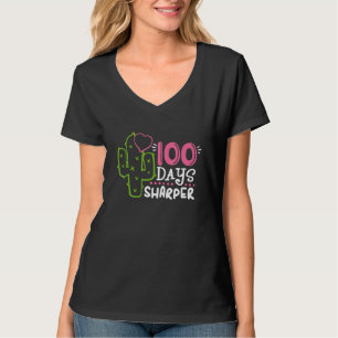100 Days Sharper Happy 100th Day Of School Cactus  T-Shirt