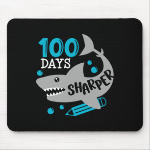 100 Days Sharper Shark 100th Day Of School For Boy Mouse Pad