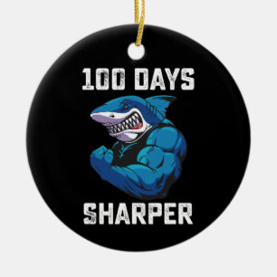 100 Days Sharper Shark 100th Day Of School Gym Ceramic Tree Decoration