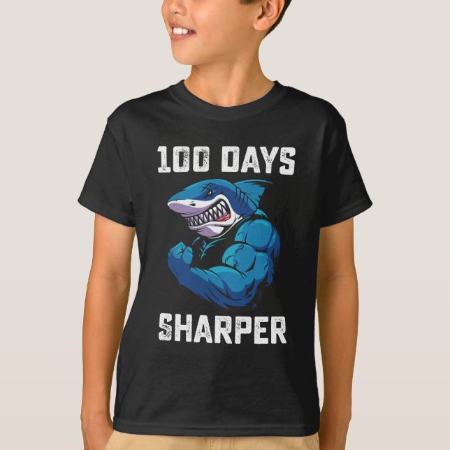 100 Days Sharper Shark 100th Day Of School Gym T-Shirt (Front)