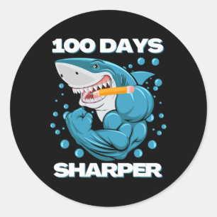 100 Days Sharper Shark Fun 100 Days Of School  Classic Round Sticker
