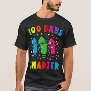 100 Days Smarter 100 Days Of School Dabbing Crayon T-Shirt