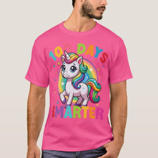 100 Days Smarter 100 Days Of School Unicorn Girl T-Shirt