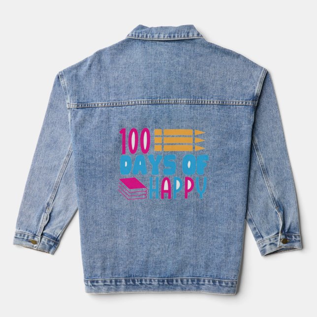 100 days smarter, 100 days smarter crown, denim jacket (Back)