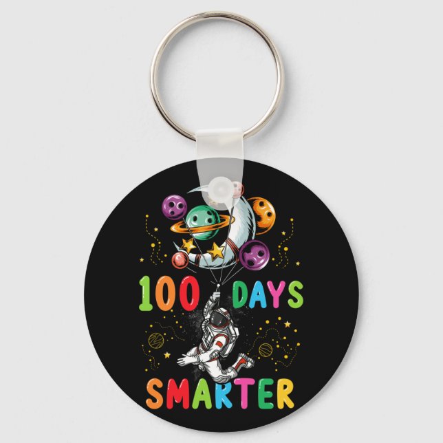100 Days Smarter 100th Day of School Astronaut Key Ring (Front)