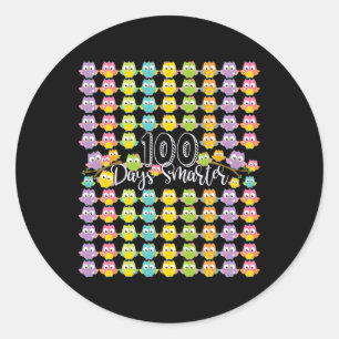 100 Days Smarter- 100th Day Of School Owl Kids And Classic Round Sticker