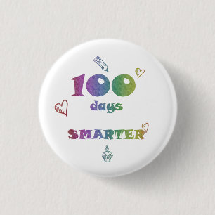 100 days smarter 3 cm round badge