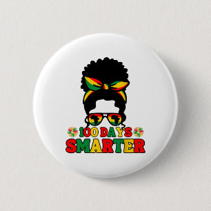 100 Days Smarter Afro Girls Messy Bun Black Histor 6 Cm Round Badge