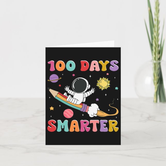 100 Days Smarter Astronaut Outer Space Boys Kids 1 Card (Front)