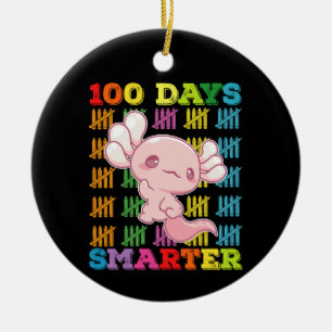 100 Days Smarter Axolotl 100th Day Of School Ceramic Tree Decoration