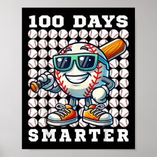 100 Days Smarter Baseball Bat 100 Days Of School Poster