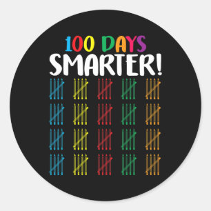 100 days smarter Counting Hash Marks days of scho Classic Round Sticker