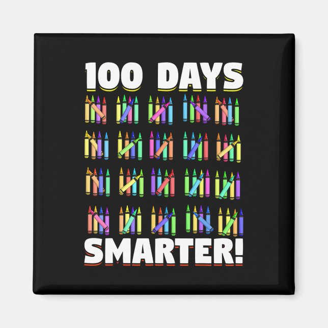 100 Days Smarter Crayons Student Gift 100 Days Of  Magnet (Front)