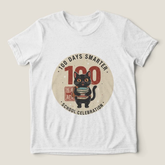 100 Days Smarter  Cute 100th Day of School T-Shirt Tri-Blend Shirt (Design Front)