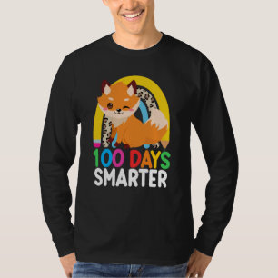 100 Days Smarter Cute Animal Fox 100 Days Of Schoo T-Shirt