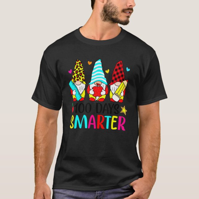 100 Days Smarter Cute Gnomes Happy 100th Day Of Sc T-Shirt (Front)