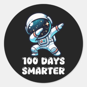 100 Days Smarter Dabbing Astronaut 100th Day Of Classic Round Sticker