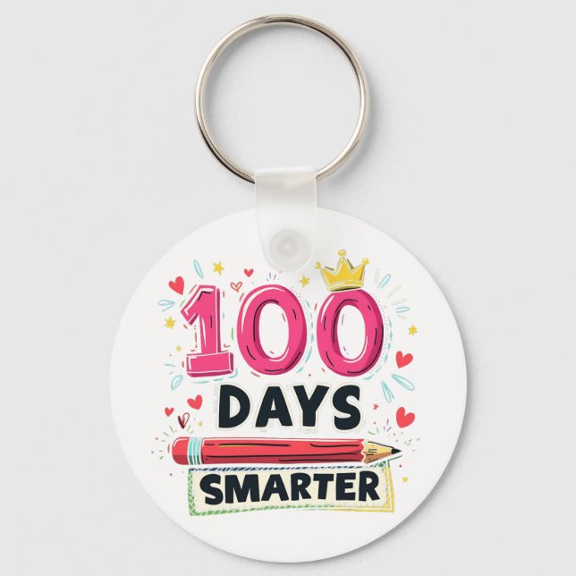 100 Days Smarter Days of School Teacher  Key Ring (Front)