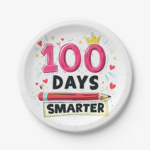 100 Days Smarter Days of School Teacher Paper Plate
