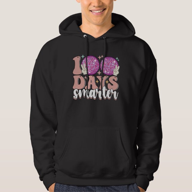 100 Days Smarter Disco Ball 100th Day Of School Hoodie (Front)