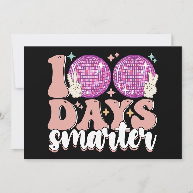 100 Days Smarter Disco Ball 100th Day Of School Invitation (Front)