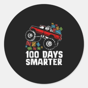 100 Days Smarter Driver Truck Happy 100th School Classic Round Sticker