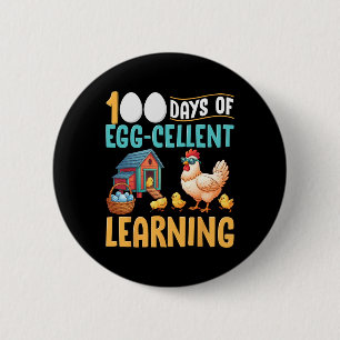 100 Days Smarter Funny Chicken 100th Day Of School 6 Cm Round Badge