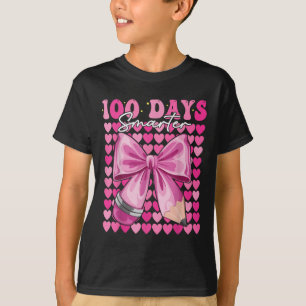 100 Days Smarter Girls Coquette Bow Hearts 100th D T-Shirt