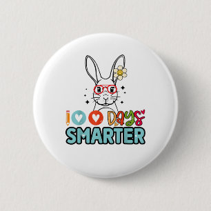 100 Days Smarter Girls Cute Bunny 100th Day Of Sch 6 Cm Round Badge
