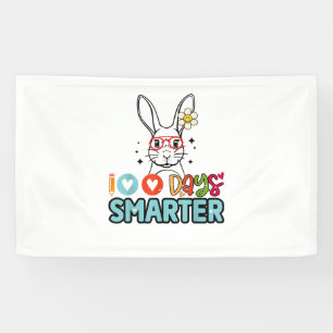 100 Days Smarter Girls Cute Bunny 100th Day Of Sch Banner