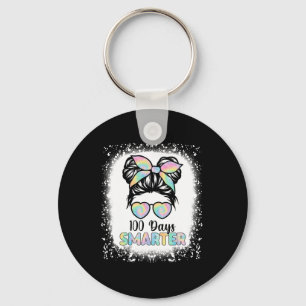 100 Days Smarter Girls Messy Bun Hair 100th Day Of Key Ring