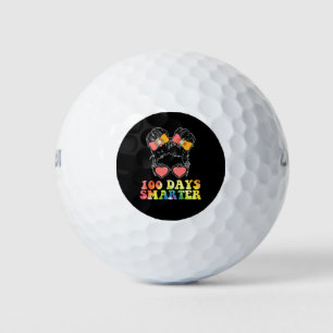 100 Days Smarter Girls Messy Bun School Tie Dye Golf Balls