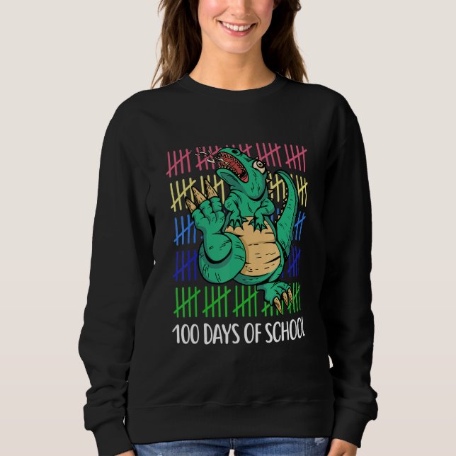 100 Days Smarter Happy 100th Day of School Dinosau Sweatshirt (Front)