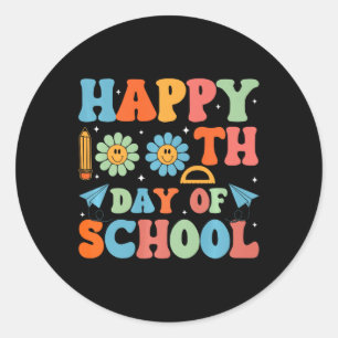 100 Days Smarter Happy 100th Day Of School Groovy  Classic Round Sticker