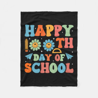 100 Days Smarter Happy 100th Day Of School Groovy Fleece Blanket