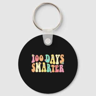 100 Days Smarter Happy 100th Day Of School Groovy  Key Ring